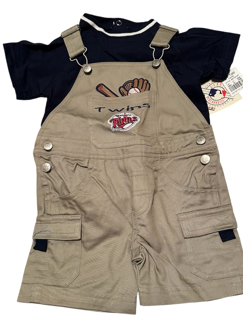 MLB MN Twins Baseball Shortall with Navy Tee-NWT 12M
